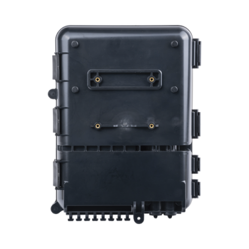 Caja de Distribución de Fibra Óptica para 24 Empalmes, con 8 Acopladores SC/APC Simplex, Exterior IP55, Color Negro