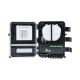 Caja de Distribución de Fibra Óptica para 24 Empalmes, con 8 Acopladores SC/APC Simplex, Exterior IP55, Color Negro