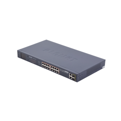 Switch No Administrable PoE+ Extender, Aislamiento VLAN de 16 Puertos +, 2 Combo TP/SFP Gigabit y Pantalla 