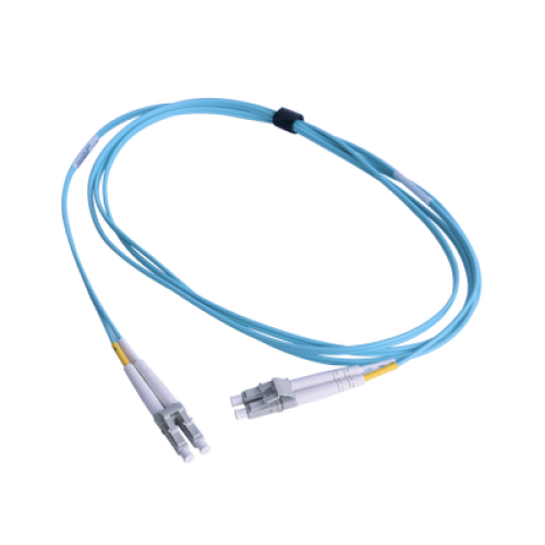 Jumper de Fibra Óptica Multimodo 50/125 OM3 XGLO, LC-LC Duplex, OFNR, Color Aqua, 1 Metro (3.28 Pies)
