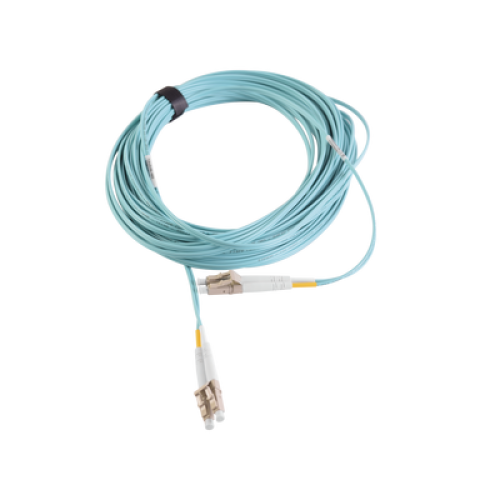 Jumper de Fibra Óptica Multimodo 50/125 XGLO OM3, LC-LC Duplex, OFNR, Color Aqua, 10 Metros (32.81 Pies)