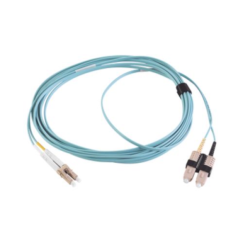 Jumper de Fibra Óptica Multimodo 50/125 XGLO OM3, LC-SC Duplex, OFNR, Color Aqua, 5 Metros (16.40 Pies)
