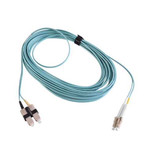 Jumper de Fibra Óptica Multimodo 50/125 XGLO OM3, LC-SC Duplex, OFNR, Color Aqua, 10 Metros (32.81 Pies)