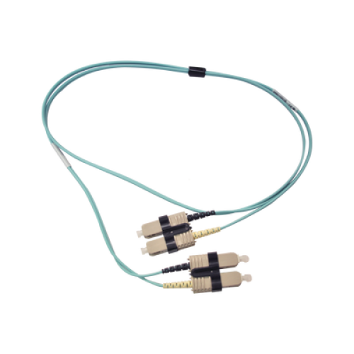 Jumper de Fibra Óptica Multimodo 50/125 OM3 XGLO, SC-SC Duplex, OFNR, Color Aqua, 1 Metro (3.28 Pies)