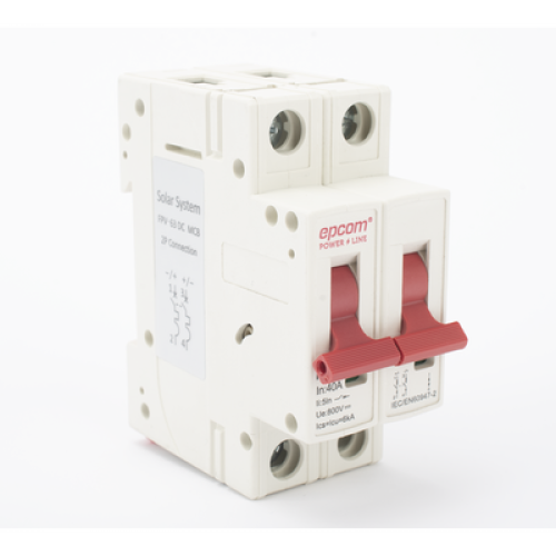Protección Térmica/ Interruptor 2P, 40 A,  Corriente Directa  800 Vcc para Aplicación Fotovoltaica Montaje Riel DIN