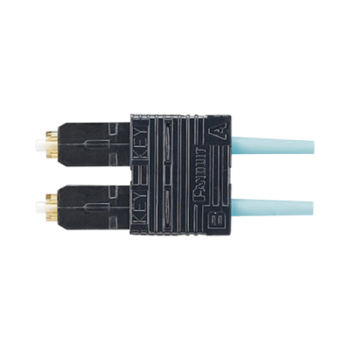 Conector de Fibra Óptica SC Duplex OptiCam, Multimodo 50/125 OM3/OM4, Pre-pulido, Color Aqua