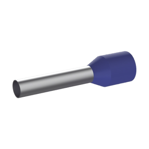 Ferrule Aislado PAN-TERM para Cable 14 AWG, Largo 12mm, DIN Color Azul. Paquete 500 Piezas