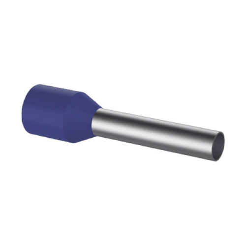 Ferrule Aislado PAN-TERM para Cable 14 AWG, Largo 12mm, DIN Color Azul. Paquete 500 Piezas