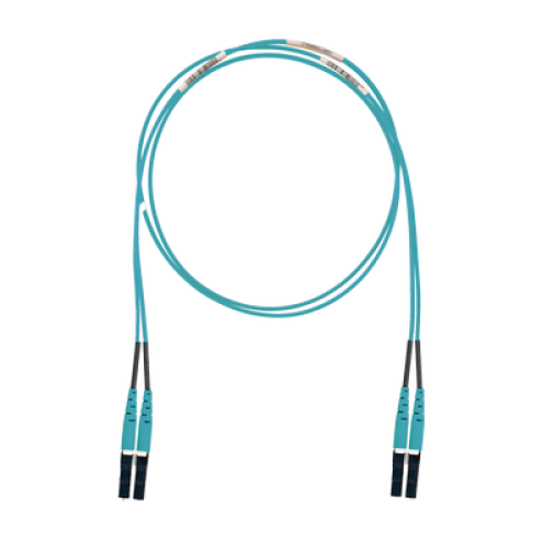 Jumper de Fibra Optica Multimodo 50/125 OM3, LC-LC Duplex, LSZH (Cero Halógenos), Color Aqua, 1 Metro (3.28 Pies)