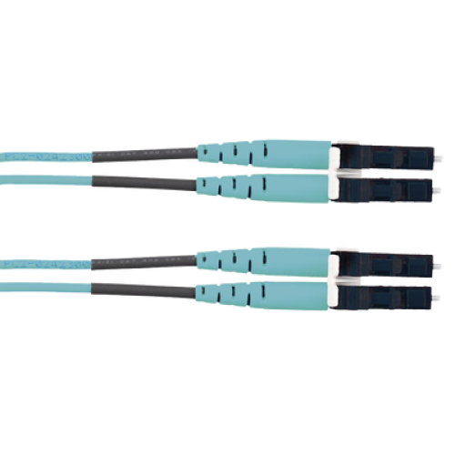 Jumper de Fibra Optica Multimodo 50/125 OM3, LC-LC Duplex, LSZH (Cero Halógenos), Color Aqua, 2 Metros (6.56 Pies)