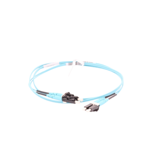 Jumper de Fibra Optica Multimodo 50/125 OM3, LC-LC Duplex, OFNR (Riser), Color Aqua, 2 Metros (6.56 Pies)