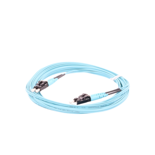 Jumper de Fibra Optica Multimodo 50/125 OM3, LC-LC Duplex, OFNR (Riser), Color Aqua, 5 Metros (16.40 Pies)