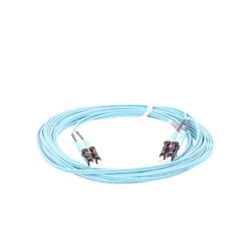 Jumper de Fibra Optica Multimodo 50/125 OM3, LC-LC Duplex, OFNR (Riser), Color Aqua, 5 Metros (16.40 Pies)