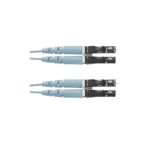 Jumper de Fibra Optica Multimodo 50/125 OM3, LC-LC Duplex, OFNR (Riser), Color Aqua, 7 Metros (22.97 Pies)