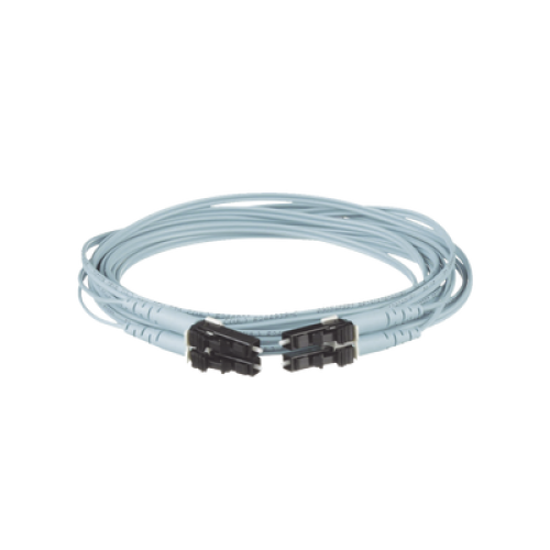 Jumper de Fibra Optica Multimodo 50/125 OM3, LC-LC Duplex, OFNR (Riser), Color Aqua, 7 Metros (22.97 Pies)