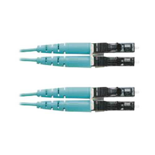 Jumper de Fibra Optica Multimodo 50/125 OM3, LC-LC Duplex, OFNR (Riser), Color Aqua, 9 Metros (29.53 Pies)