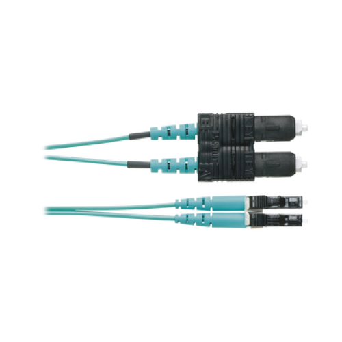 Jumper de Fibra Optica Multimodo 50/125 OM3, LC-SC Duplex, OFNR (Riser), Color Aqua, 1 Metro (3.28 Pies)