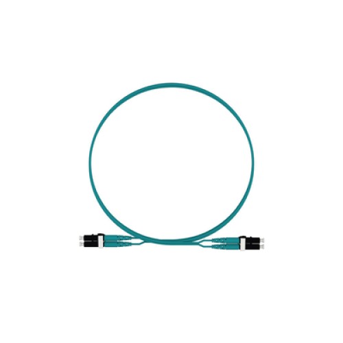 Jumper de Fibra Optica Multimodo 50/125 OM4, LC-LC Duplex, LSZH, Color Aqua, 2 Metros (6.56 Pies)
