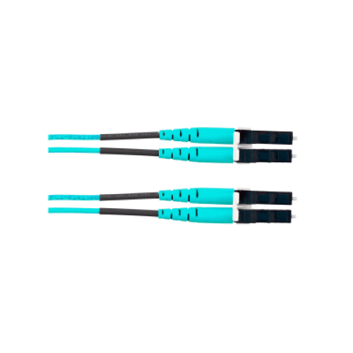 Jumper de Fibra Optica Multimodo 50/125 OM4, LC-LC Duplex, OFNR (Riser), Color Aqua, 3.05 Metros (10 Pies)