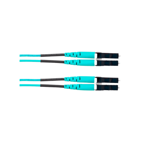 Jumper de Fibra Óptica Multimodo 50/125 OM4, LC-LC Duplex, OFNR (Riser), Color Aqua, 40 Metros (131.23 Pies)