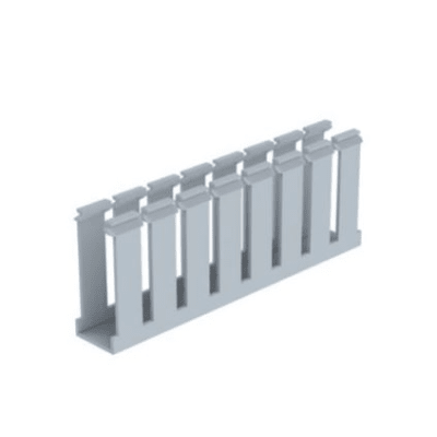 Canaleta Ranurada de PVC sin Tapa, Tipo G, 1.25 in de Ancho, 3.12 in de Alto y 1800 mm de Largo, Color Gris