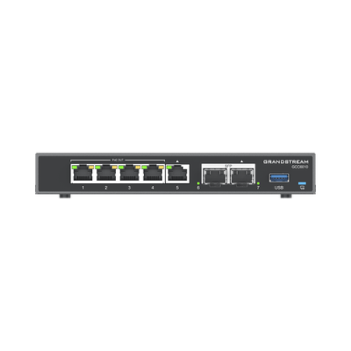 4 en 1: Firewall Nueva Generación, Router, IP PBX (24 usuarios / 8 llamadas), Switch Gigabit de 5 Puertos (4 PoE) y 2 Puertos SFP 2.5 Gigabit