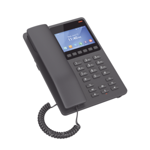 Teléfono IP Hotelero con pantalla LCD a color, 2 líneas SIP con 2 cuentas, codec Opus, IPV4/IPV6, color negro, con gestión en la nube GDMS