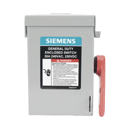 Interruptor de Seguridad GNF221A, 240Vca, 2 polos, 30 Amp, sin portafusibles, Nema 1.
