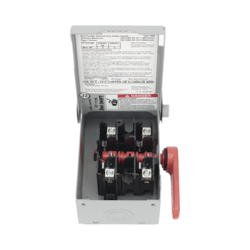 Interruptor de Seguridad GNF221A, 240Vca, 2 polos, 30 Amp, sin portafusibles, Nema 1.