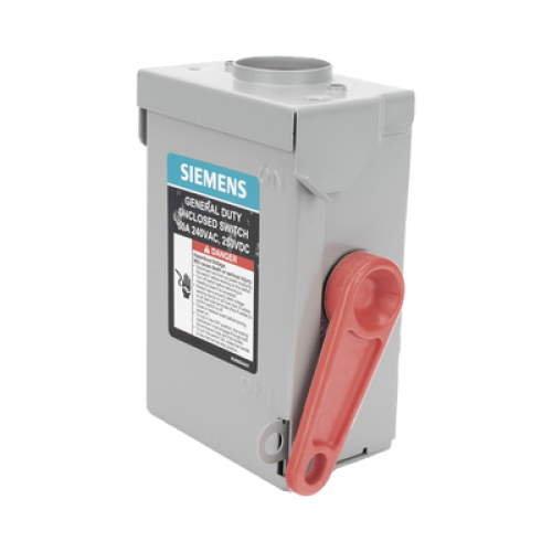 Interruptor de Seguridad GNF221RA, 240Vca, 2 polos, 30 Amp, sin portafusibles, Nema 3R.