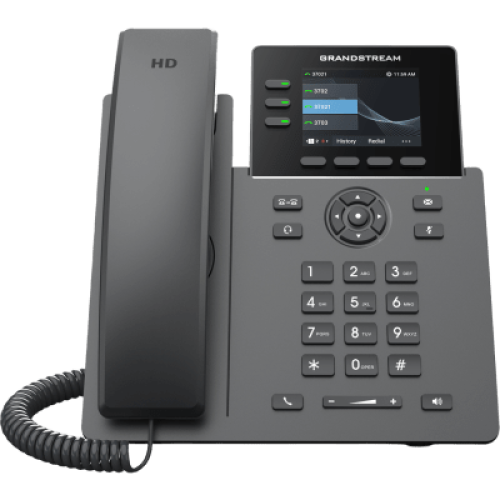 Teléfono IP Grado Operador / 3 Líneas / 12 Botones Virtuales Multiuso / Pantalla LCD 2.8 Pulgadas / Puertos Gigabit con PoE / Audio HD / Compatible con GDMS