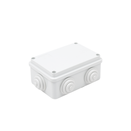 Caja Estanca de PVC Para Derivación y Conexión, 6 Entradas, Tapa Atornillada, 120x80x50 mm (Área interna), Uso Exterior IP55, Material que no Propaga el Fuego y Libre de Hálogenos