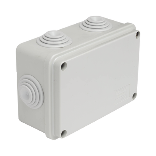 Caja Estanca de PVC Para Derivación y Conexión, 6 Entradas, Tapa Atornillada, 120x80x50 mm (Área interna), Uso Exterior IP55, Material que no Propaga el Fuego y Libre de Hálogenos