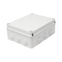 Caja Estanca de PVC Para Derivación y Conexión, 12 Entradas, Tapa Atornillada, 240x190x90 mm (Área interna), Uso Exterior IP55, Material que no Propaga el Fuego y Libre de Hálogenos