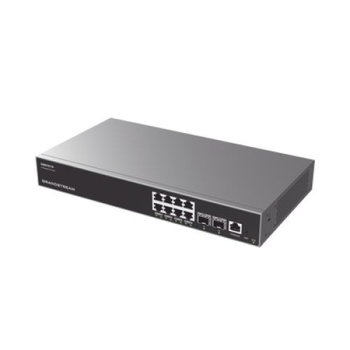 Switch Capa 3 PoE+ Administrable / 8 puertos 10/100/1000 Mbps + 2 Puertos SFP+ de 10 Gigabits / Hasta 120W / Compatible con GWN Cloud.