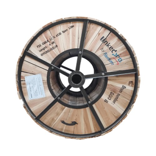 Carrete de 4 Km Fibra Óptica Aerea Figura 8 Armada Antirroedor G.652D, Monomodo de 12 Hilos, Exterior,  Span 120