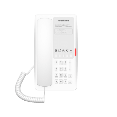 Teléfono IP Hotelero Wi-Fi 6 / 2 Líneas SIP / Doble Banda 2.4/5 GHz / 5 Teclas Programables / Puerto USB-A / PoE 802.3af / Audio HD