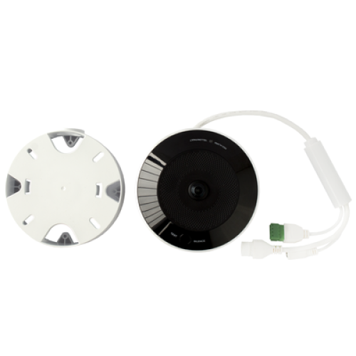(HikFire) Mini Fisheye IP 4 Megapixel con Detector de Humo Puntual  / Autónomo / Entrada y Salida de Alarma / 15 mts IR / PoE / WDR 120 dB / Alarma de 85 dB / MicroSD 128GB / Compatible con Hik-Connect