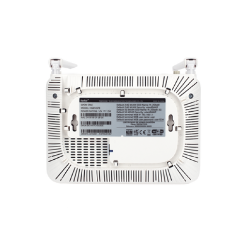 ONU GPON WiFi 6, (2.4/5 GHz), 2 Antenas de 5 dBi, Compatible con OLT de Terceros, 4 puertos Gigabit + 1 POTS + 2 USB, conector SC/UPC