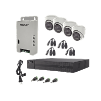 Kit HiLook Audio Bidireccional TurboHD 1080p / DVR Metalico 4 Canales / 4 Cámaras Eyeball (Exterior) con Bocina y Microfóno Integrado / 1 Fuente de Poder / Accesorios