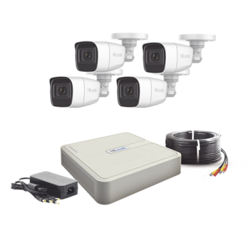 (MICRÓFONO Integrado) Kit TurboHD 1080p Lite / DVR 4 canales / Audio por Coaxitron / 4 Cámaras Bala de Policarbonato con Micrófono Integrado