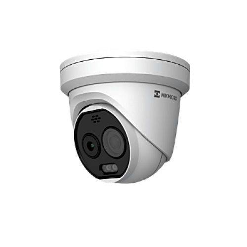 HIKMICRO Turret IP Bi-Espectral (Térmica + Óptica)/ 160 X 120 (1.8 mm) + 5 MP (2 mm) / Detección Temperatura -20°C a 150°C / Alarma Incendio y Fumar / VCA 3.0 (Vehículos 60 Mts + Humanos 20 Mts) / IP67 / Dual Light / Po