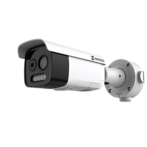 HIKMICRO Cámara Bala IP Térmica y Óptica Dual / Análisis de Video (VCA 3.0) para Protección Perimetral / Detección Térmica de Incendios y Humos / Medición de Temperatura -20°C a 150°C 