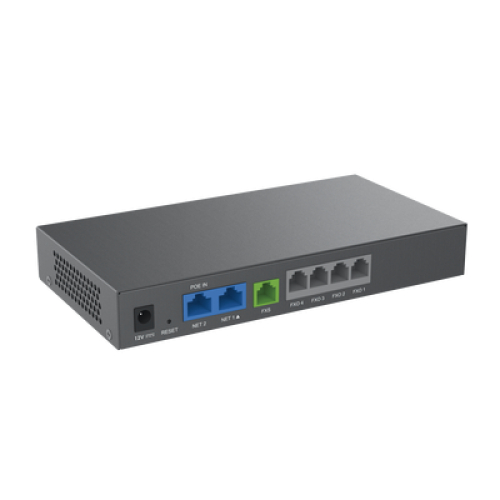 Gateway Analógico 4 FXO (Conectar Lineas Analógicas) / Puertos FXO y FXS / 3 Perfiles SIP / NAT / PoE / TR069 / Fax T.38 / 3 Vías Conferencia / AES / Failover SIP