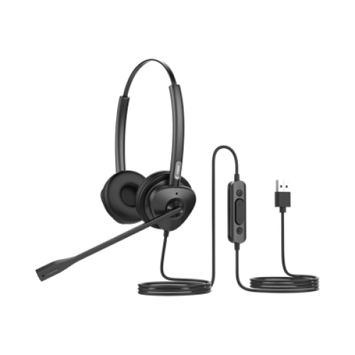 Diadema binaudal (duo) con tecnología antishock para teléfonos IP FANVIL USB con micrófono de cancelación de ruido, larga durabilidad 