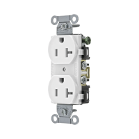 Contacto Dúplex 20 A, 125 V,  2 Polos, 3 Hilos, Cableado Posterior y  Lateral, Color Blanco (Nema 5-20R).