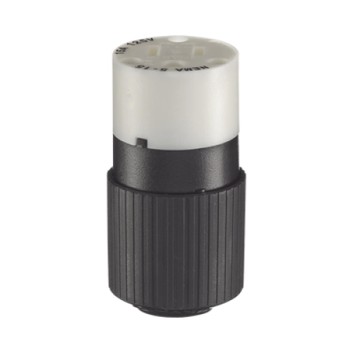 Conector de 15 A 125 V CA/ 2 Polos 3 Hilos/ Grado Industrial/ Color Blanco y Negro/ NEMA 5-15R. Conector de 15 A 125 V CA/ 2 Polos 3 Hilos/ Grado Industrial/ Color Blanco y Negro/ NEMA 5-15R.
