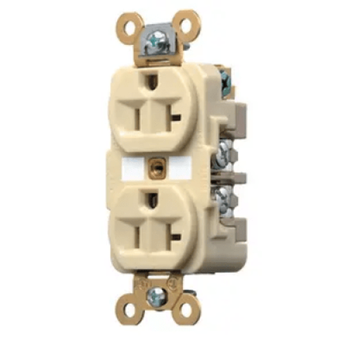 Contacto Dúplex 20 A 125 V / 2 Polos 3 Hilos / Color Marfil /Nema 5-20R /Grado Industrial.