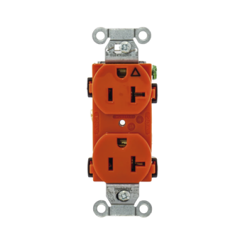 Contacto Dúplex Conexión a Tierra Aislada/ 20 A 125 V/ 2 polos 3 Hilos/ Color naranja/ Nema 5- 20R/ Grado Comercial.