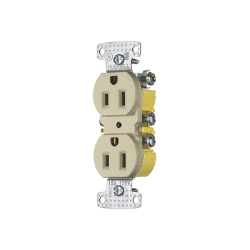 Contacto Duplex 15A 125V/ 2 Polos 3 Hilos / Cableado posterior y lateral / Nema 5-15R / Color Marfil.